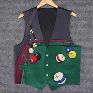 VTG Robert Daskal x Rob Visconti Mens M Silk Billiards Pool Table Vest Waistcoat